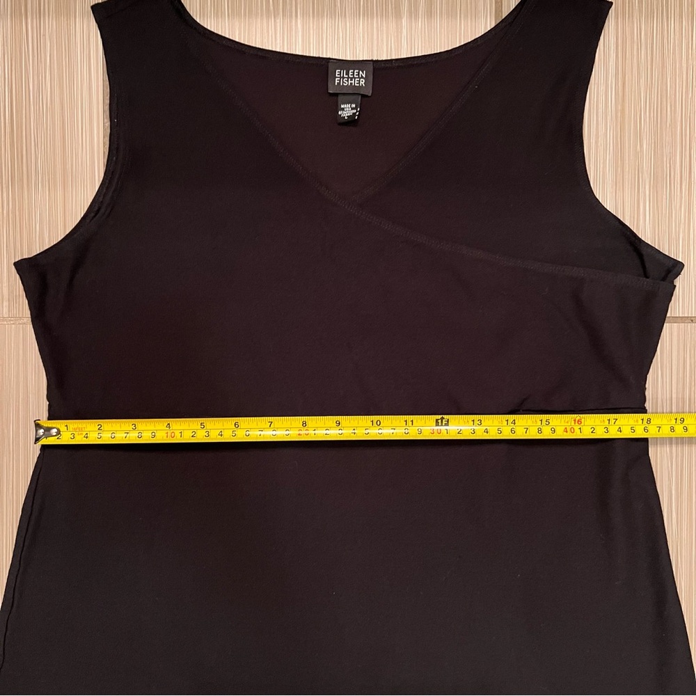 Eileen Fisher Stretch Jersey Knit Tank Dress black v neck wrap design - Picture 12 of 14